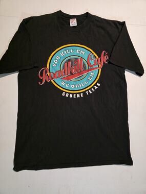 VTG 1993 Roadkill Cafe Gruene Texas T Shirt L Jerzees USA Double Sided